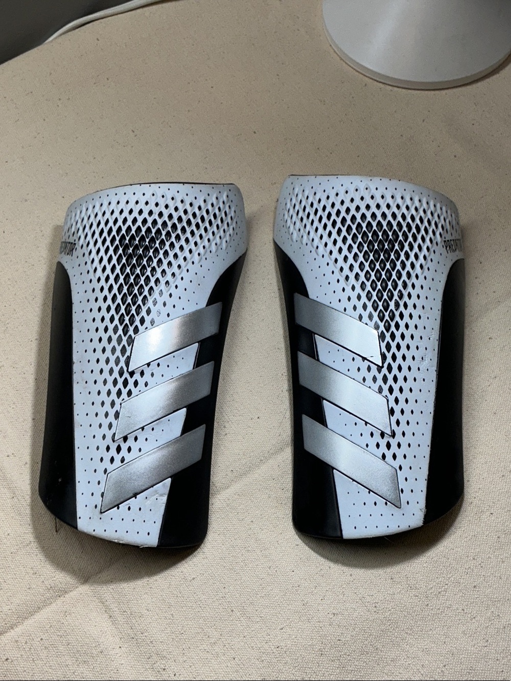 adidas White and Black Soccer Shin Guards size L